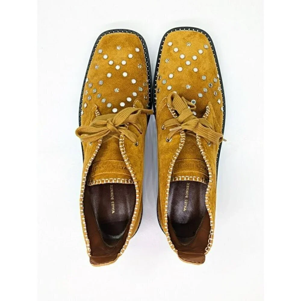 Wales Bonner Men's Studded Calf Suede Desert Studs Boots Size 43 (MSRP $1,050)